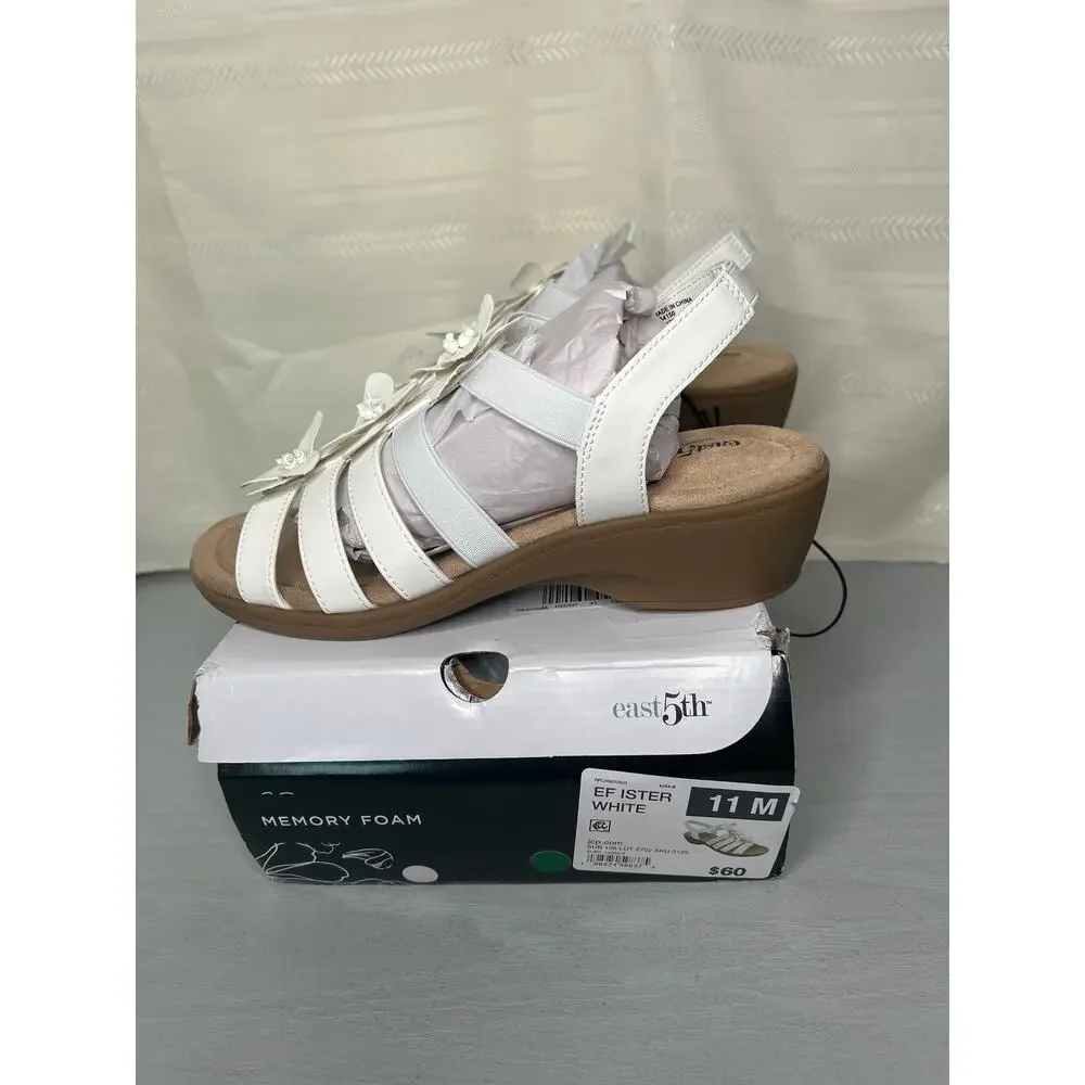East 5th Memory Foam Slip On Sandals White Womens Size 11M